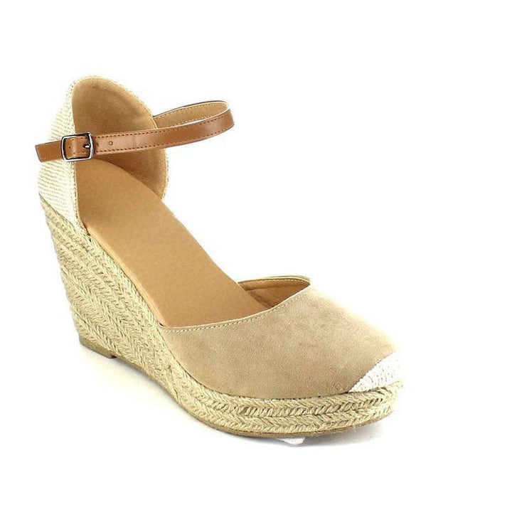 Lady's espadrille wedge heel closed toe sandals summer fashion wedges
