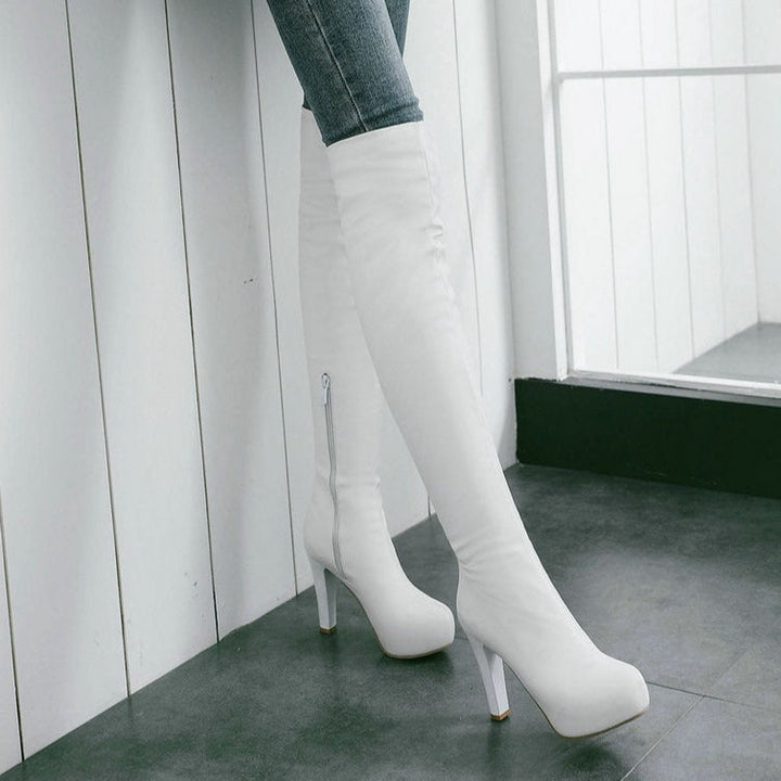 Women's slimming chunky high heels thigh high boots sexy fall winter over the knee boots