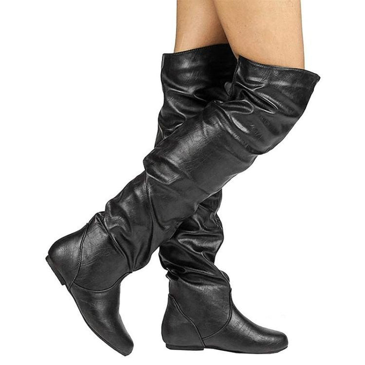 Women flat over the knee thigh high slouch boots