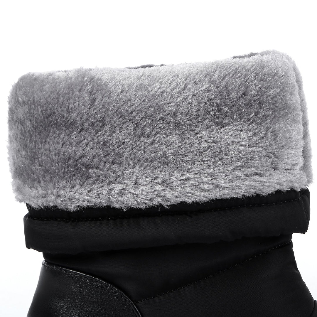 Down cloth faux fur mid calf snow boots for women