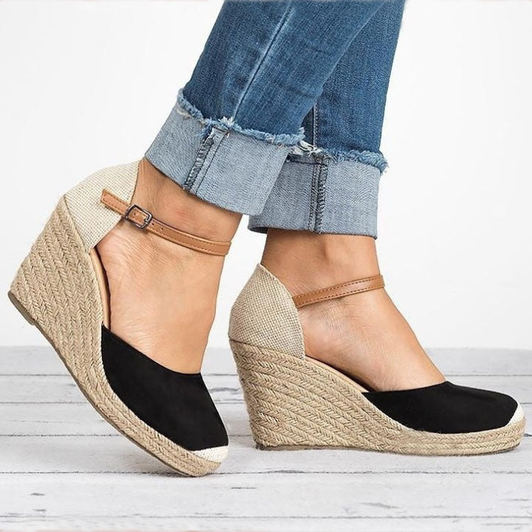 Lady's espadrille wedge heel closed toe sandals summer fashion wedges