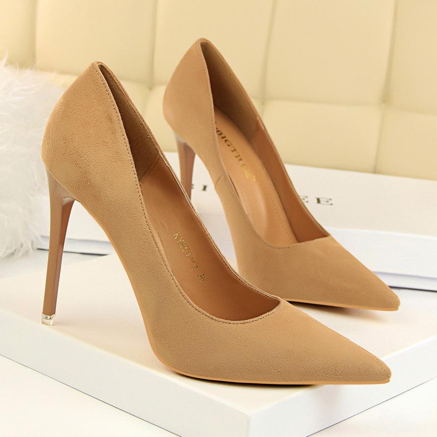Suede Pointed Toe Stiletto High Heels Slip on Dress Pumps main image 1