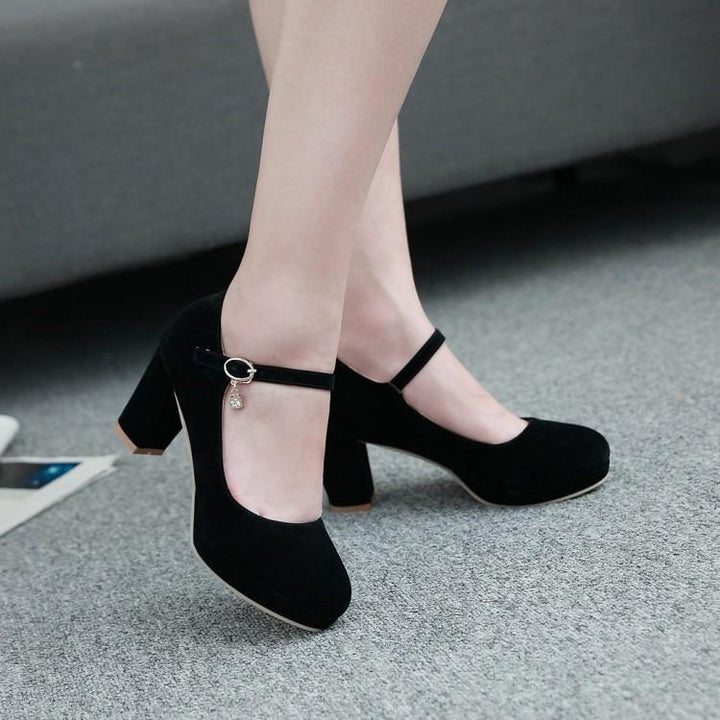 Women's buckle strap high heels dress shoes