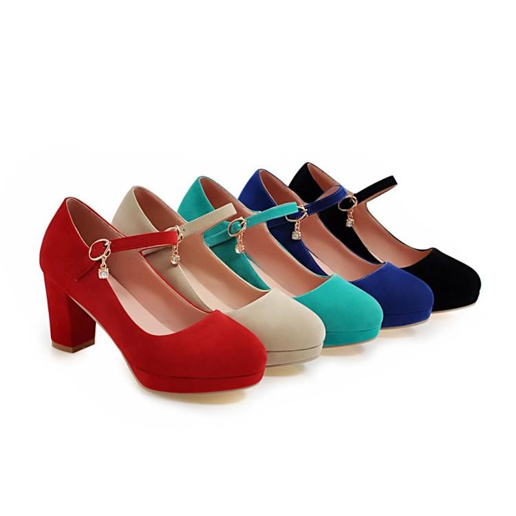 Women's buckle strap high heels dress shoes