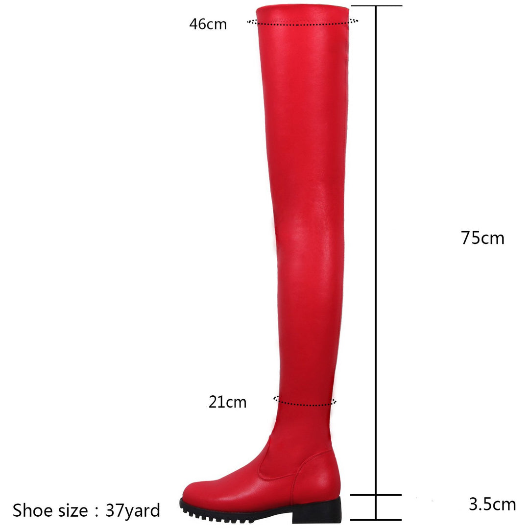 Women's elastic thigh high boots low square heel over the knee boots