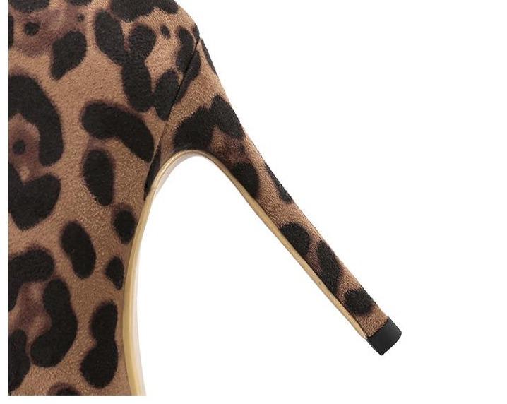 Women's suede sexy leopard d’Orsay pumps side cut out pumps