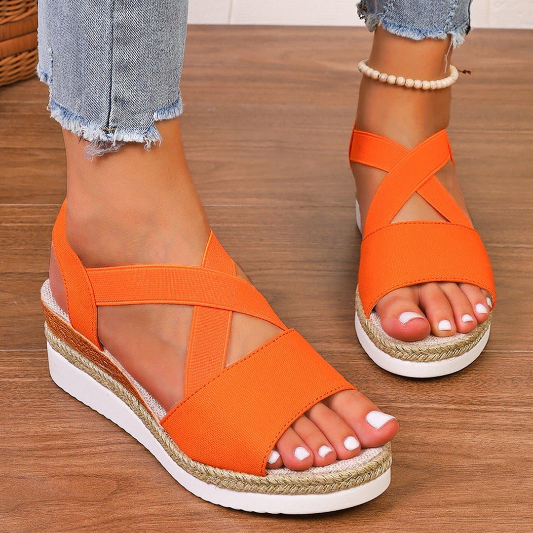 Bandana printed wedge heels sandals