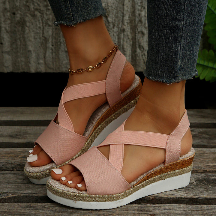Bandana printed wedge heels sandals