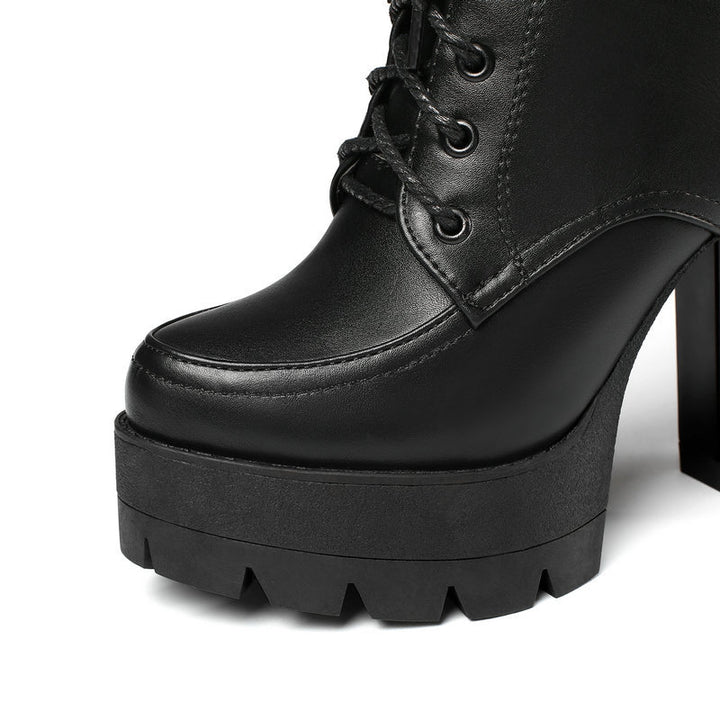 Chunky heels platform combat boots