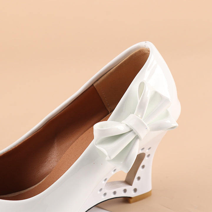 Cute sweet bowknot wedge heels pumps for party