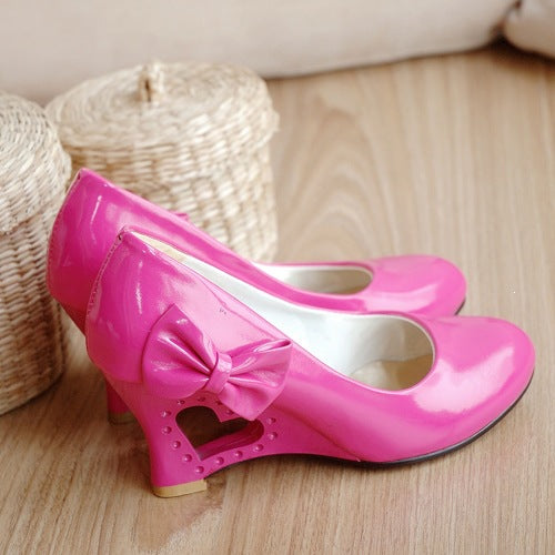 rose Cute sweet bowknot wedge heels pumps for party