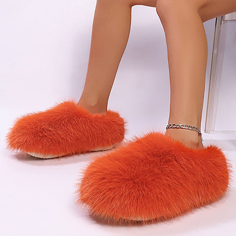 Women’s Closed-Toe Faux Fur Mule Slippers