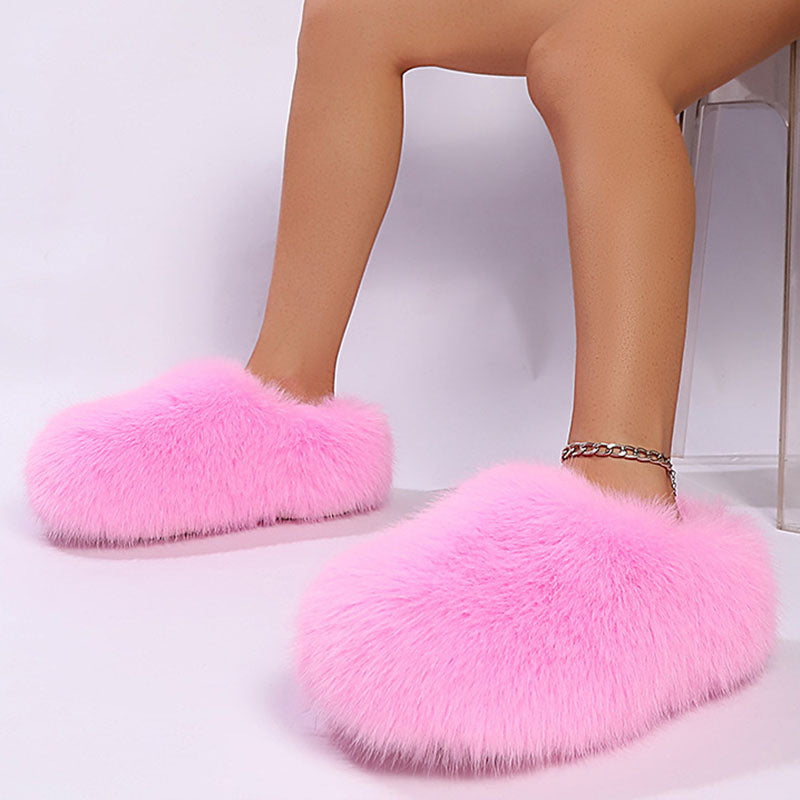 Women’s Closed-Toe Faux Fur Mule Slippers
