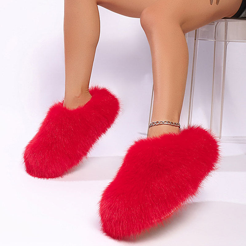 Women’s Closed-Toe Faux Fur Mule Slippers