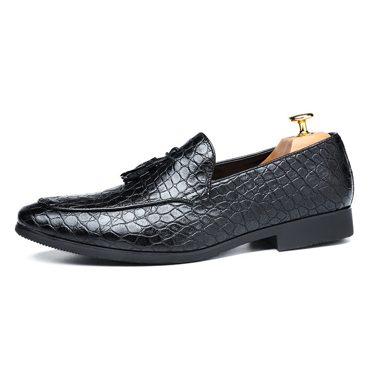 Embossed tassel loafers casual mens slip on loafers