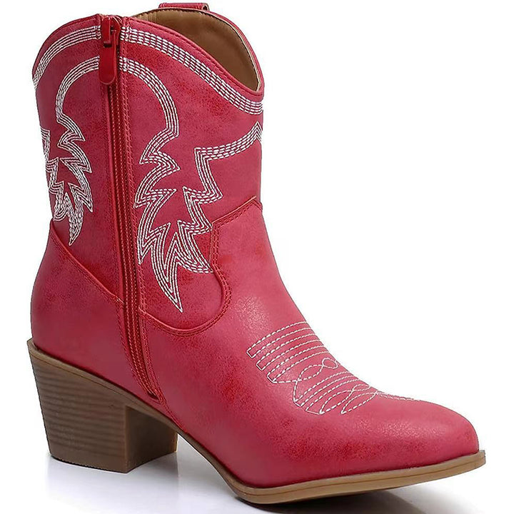 Embroidery block heels cowboy boots