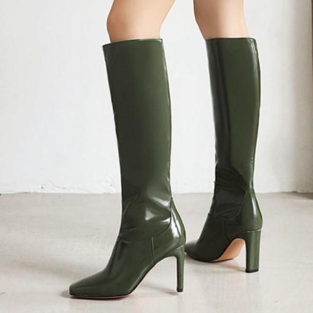 Fashion knee high dress boots with square toe