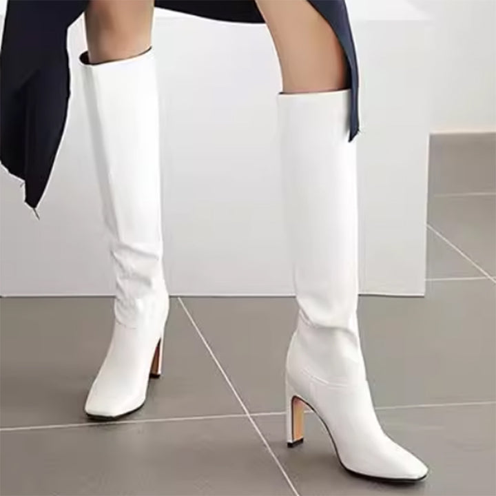 Fashion knee high dress boots with square toe