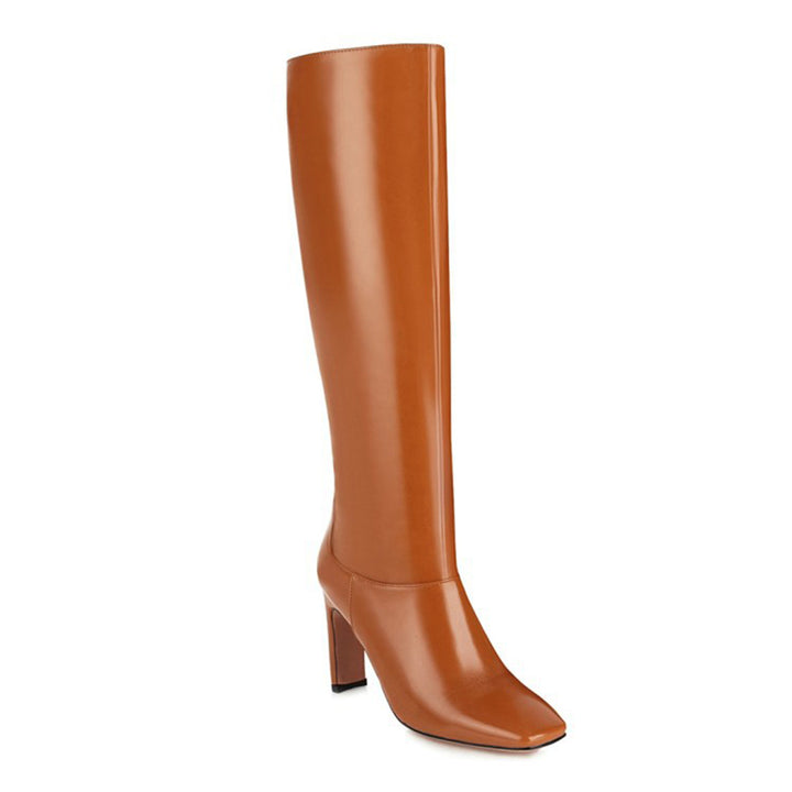 Fashion knee high dress boots with square toe