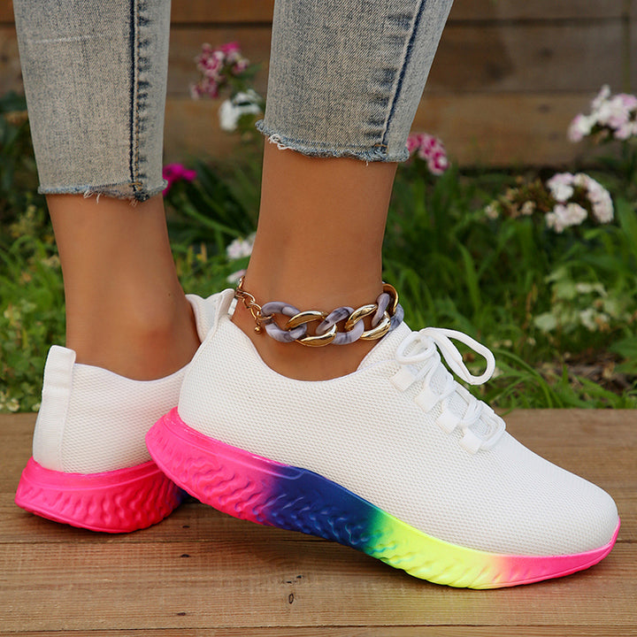 Fashion wedge sneakers color block running walking platform sneakers