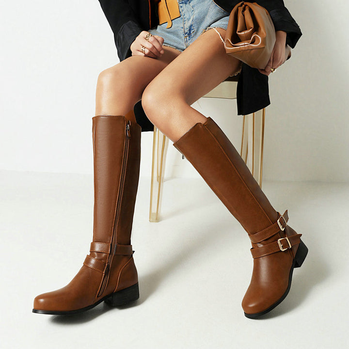 brown Low heels knee high dress boots for fall/winter