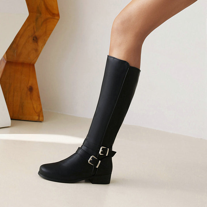 black Low heels knee high dress boots for fall/winter