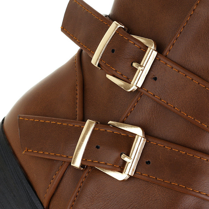 brown Low heels knee high dress boots for fall/winter