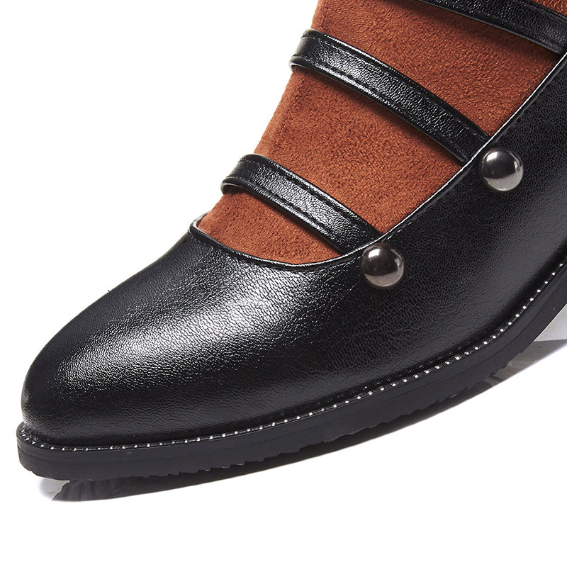 brown Mary Janes Strappy Knee High Boots