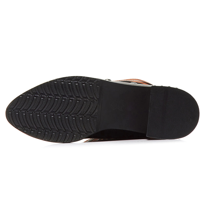 black Mary Janes Strappy Knee High Boots