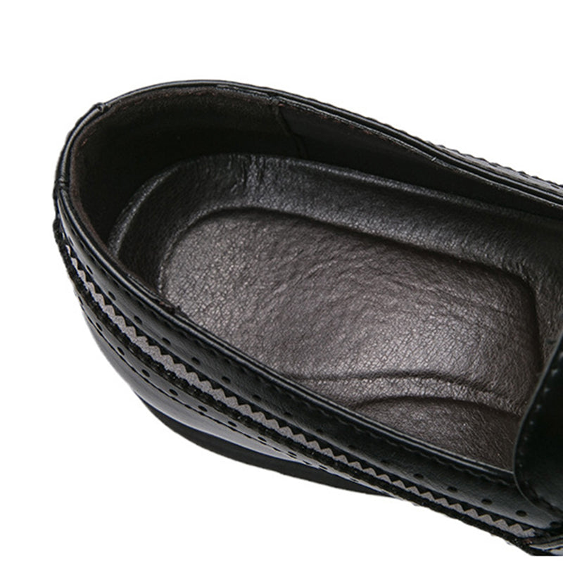 black Men's 2 tones wingtips fringe loafers