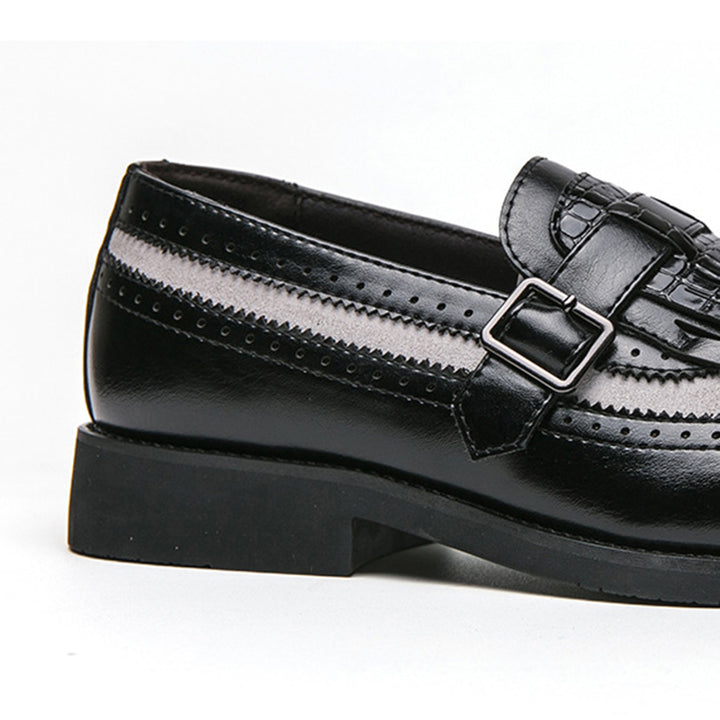 black Men's 2 tones wingtips fringe loafers