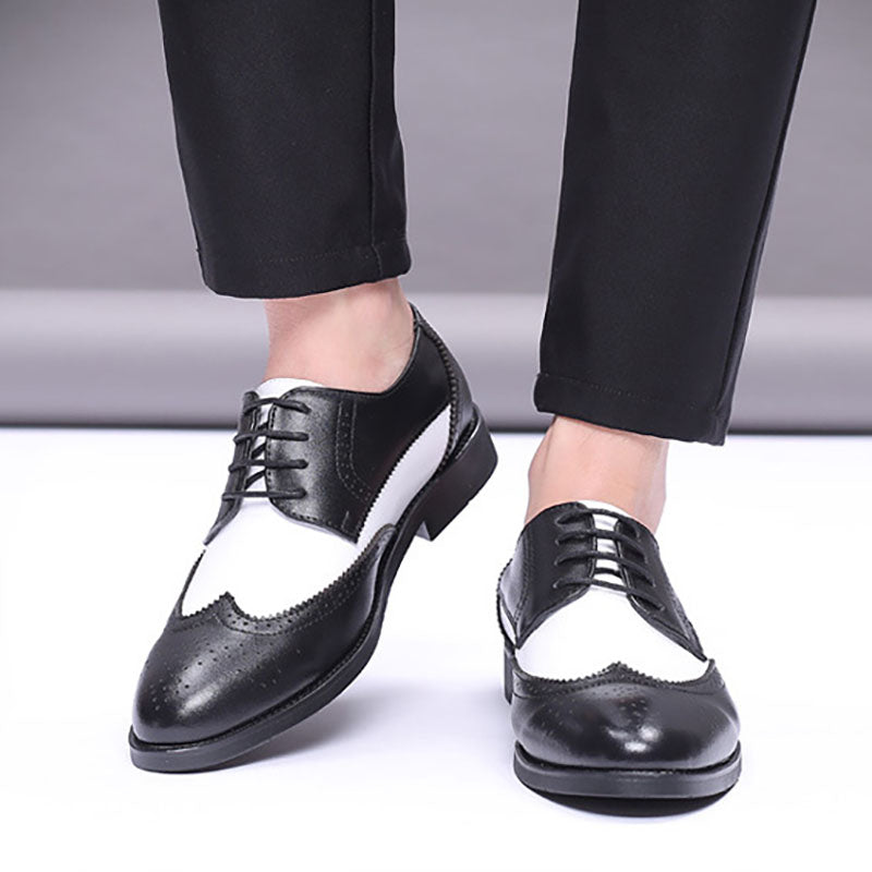Men’s Black & White Wingtip Brogue Shoes