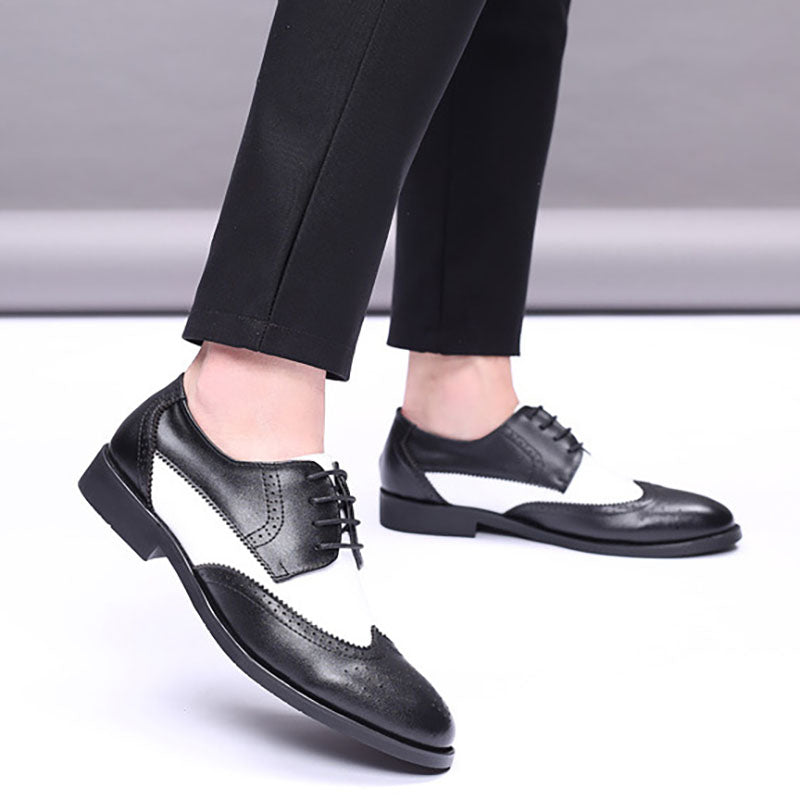 Men’s Black & White Wingtip Brogue Shoes