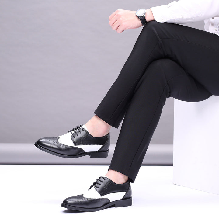 Men’s Black & White Wingtip Brogue Shoes