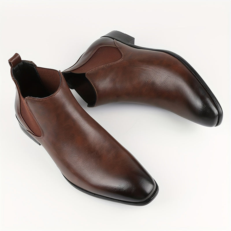 coffee pu Men's Classic Slip-On Chelsea Boots