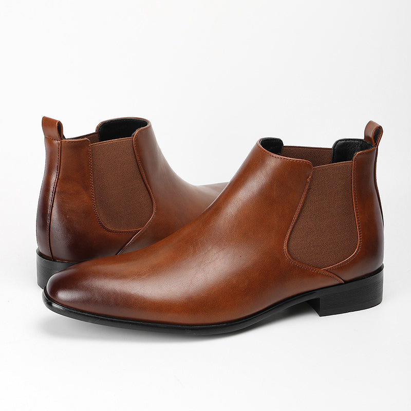 brown pu Men's Classic Slip-On Chelsea Boots