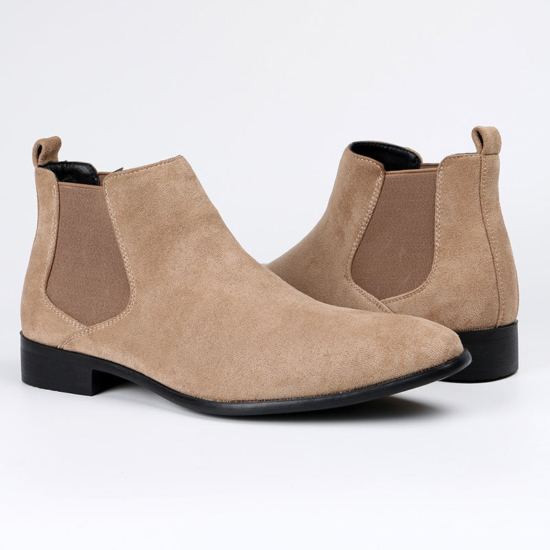 beige suede Men's Classic Slip-On Chelsea Boots