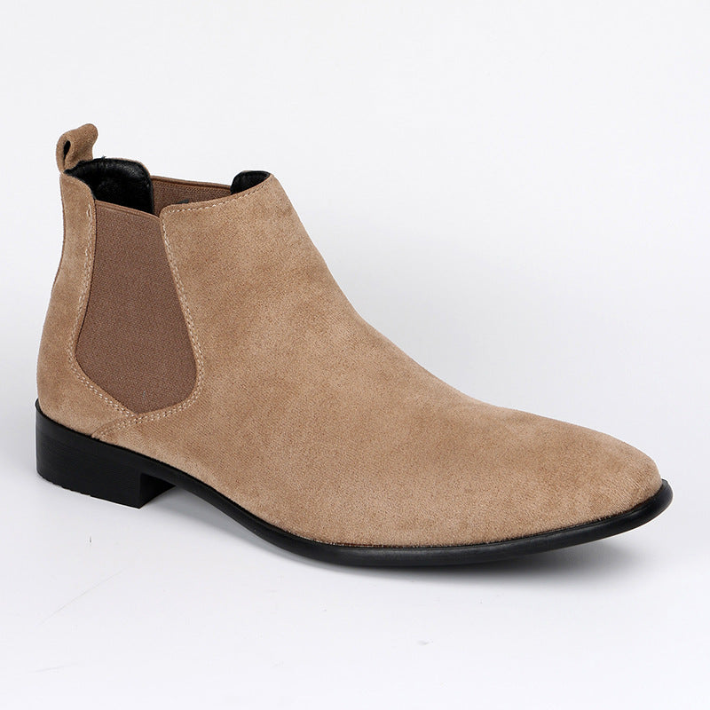 beige suede Men's Classic Slip-On Chelsea Boots