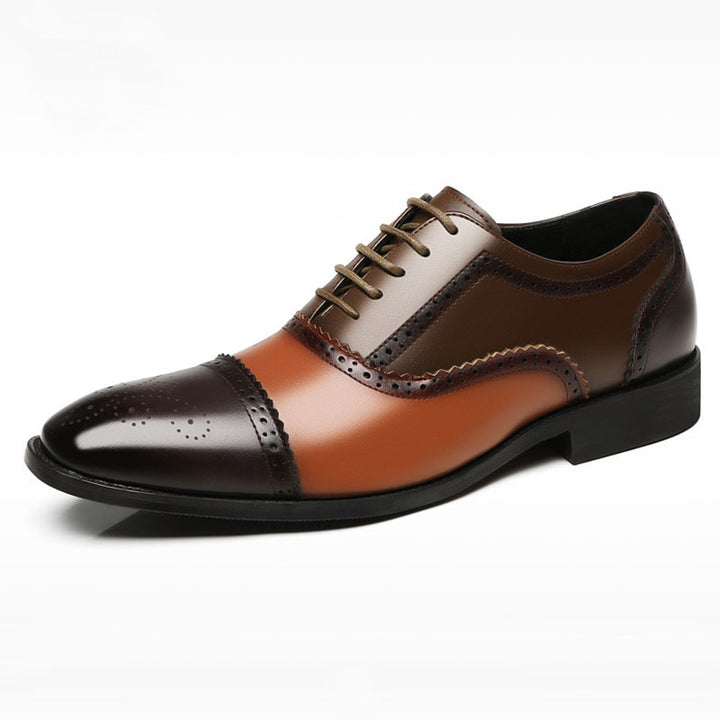 Men’s Colorblock Cap-Toe Brogue Dress Shoes