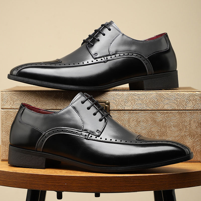 black Men’s Colorblock Cap-Toe Dress Shoes