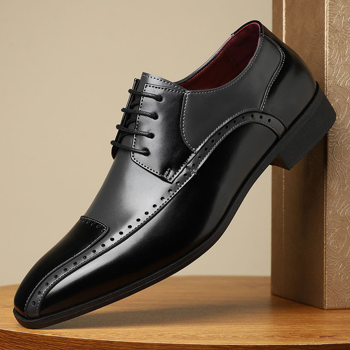 black Men’s Colorblock Cap-Toe Dress Shoes