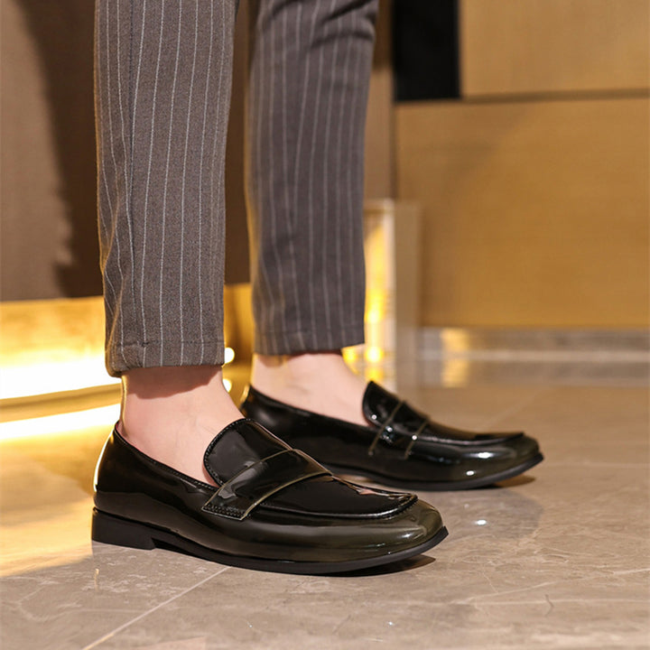 Men's PU patent leather slip-on loafers