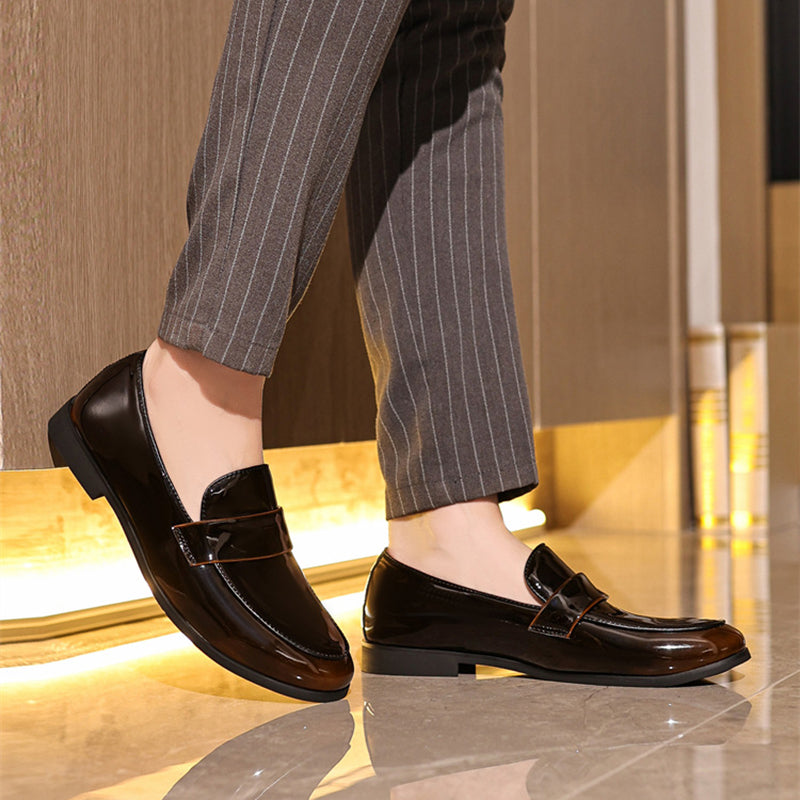 Men's PU patent leather slip-on loafers
