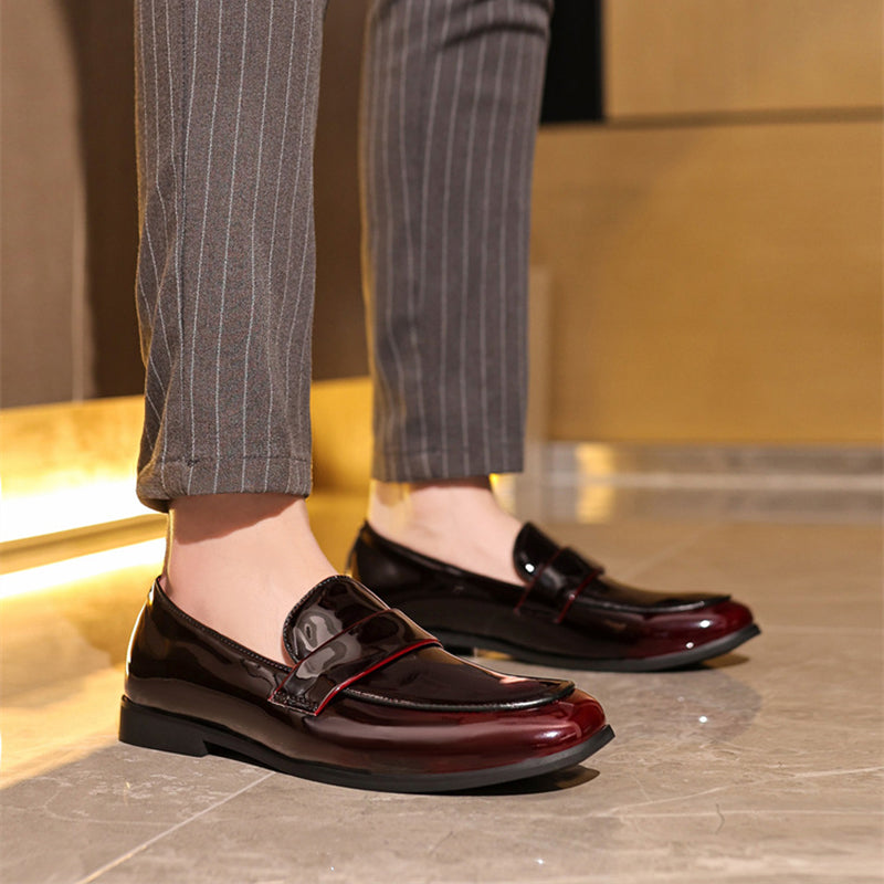 Men's PU patent leather slip-on loafers