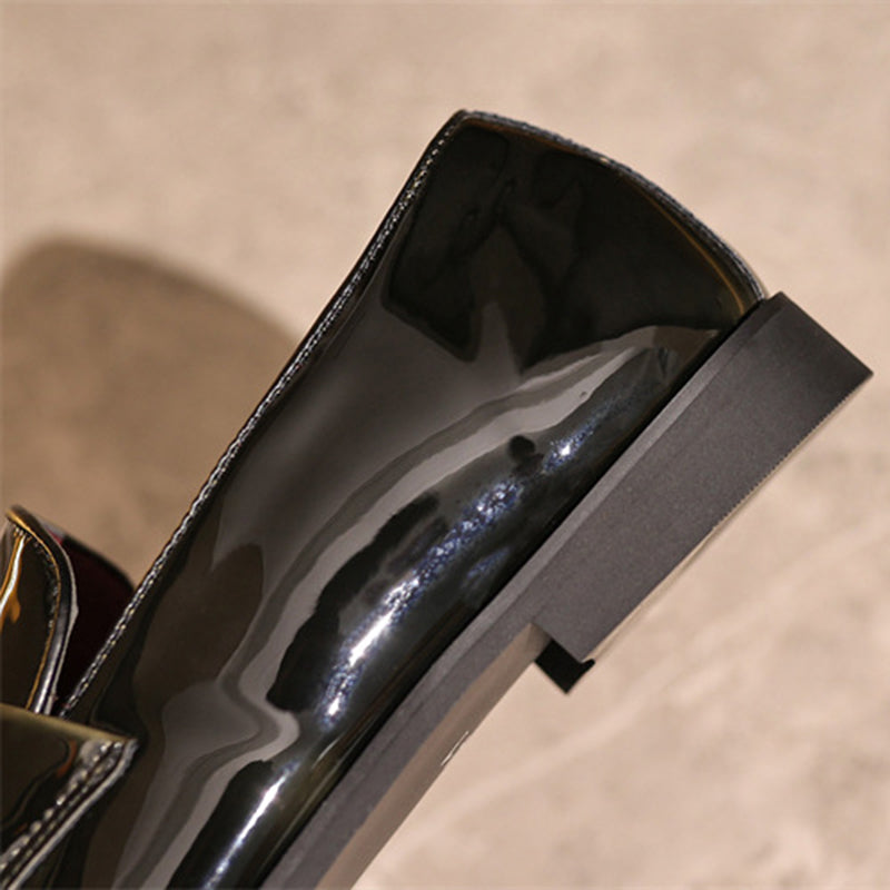 gray Men's PU patent leather slip-on loafers