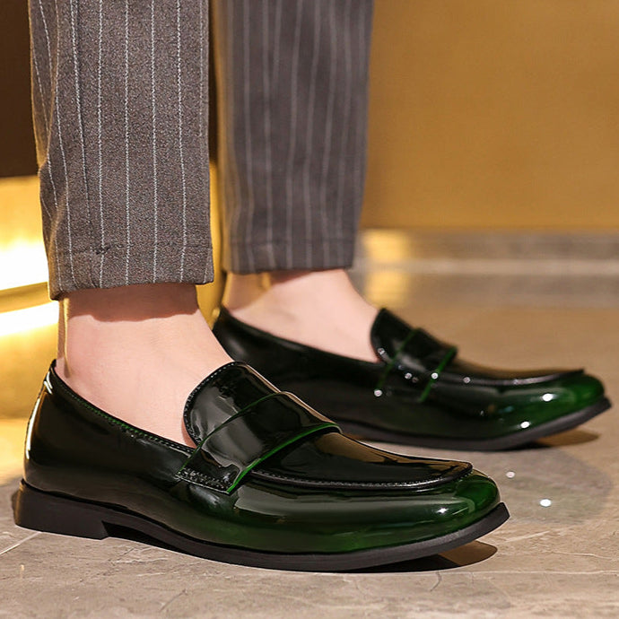 Men's PU patent leather slip-on loafers