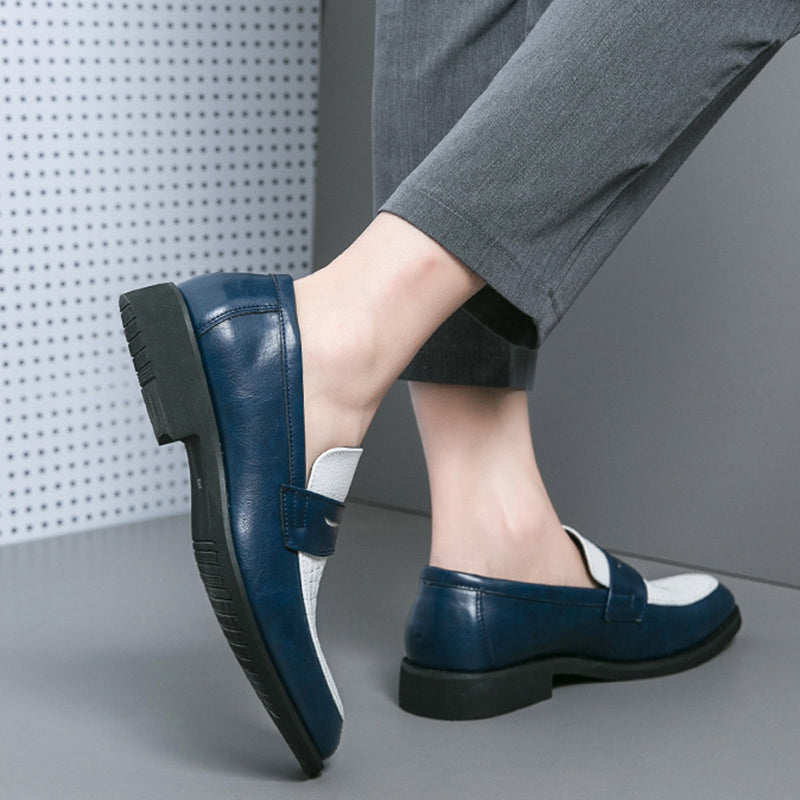 blue Men's Two Tones Penny Loafers