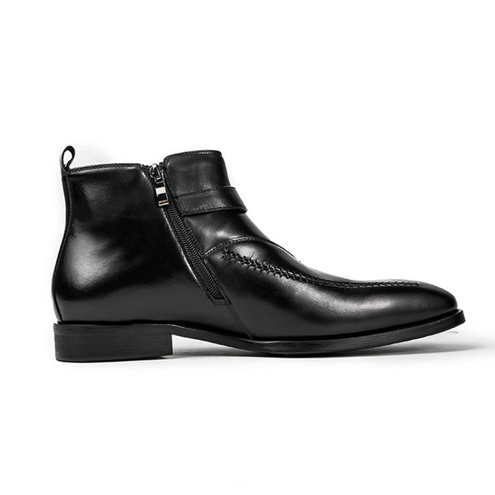 black Men's Vintage Strap Monk Boots