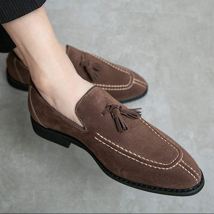 Men’s Faux Suede Tassel Loafers – Smart Casual Slip-On Shoes