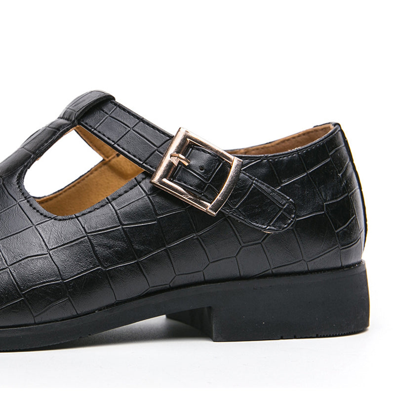 Men's alligator embossed T-strap sandals